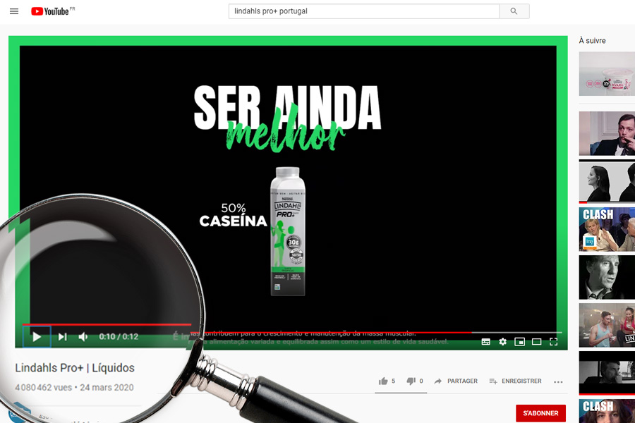 Spot publicitaire Lindahls Pro+ diffusé sur YouTube : packshot du produit et slogan Ser Ainda Melhor
