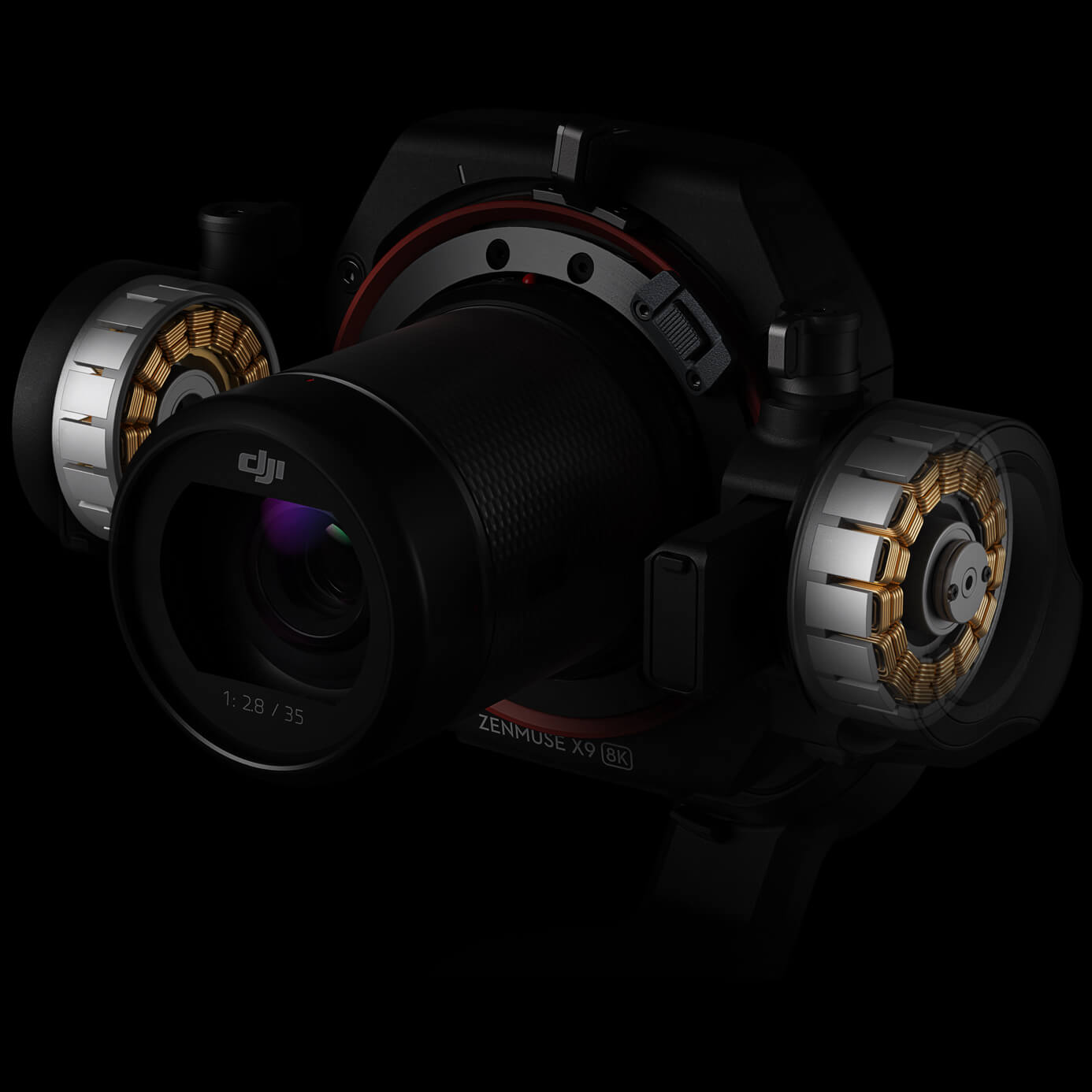 Tournage vidéo d'entreprise : caméra Zenmuse X9 8K sur nacelle Ronin 4D Flex en gros plan