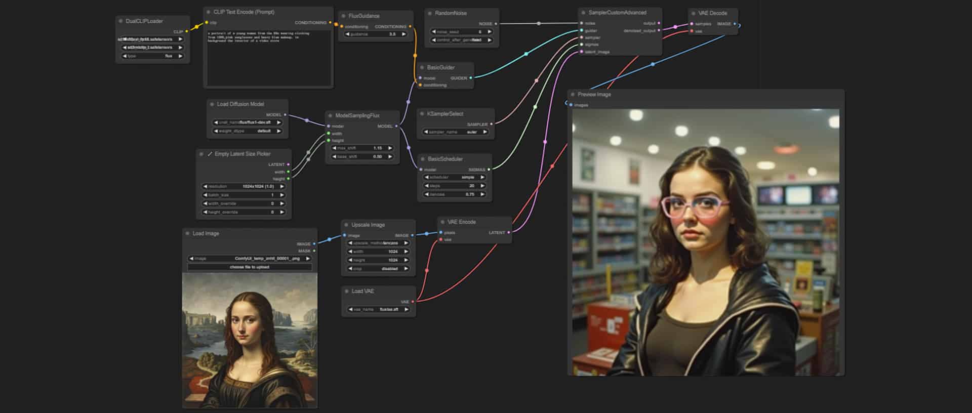 Vidéo IA : workflow ComfyUI transformant un portrait peint en image réaliste générée par IA