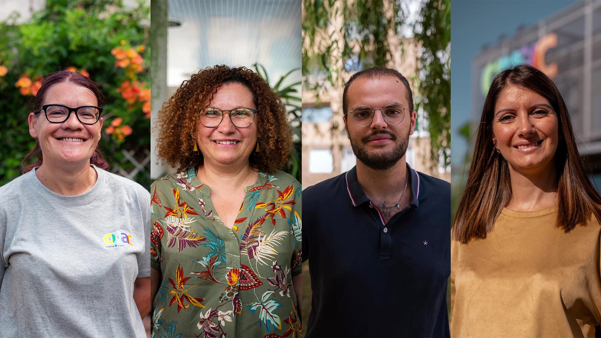 Quatre collaborateurs de l'OPAC Saône-et-Loire en portraits extérieurs pour une vidéo employeur habitat social