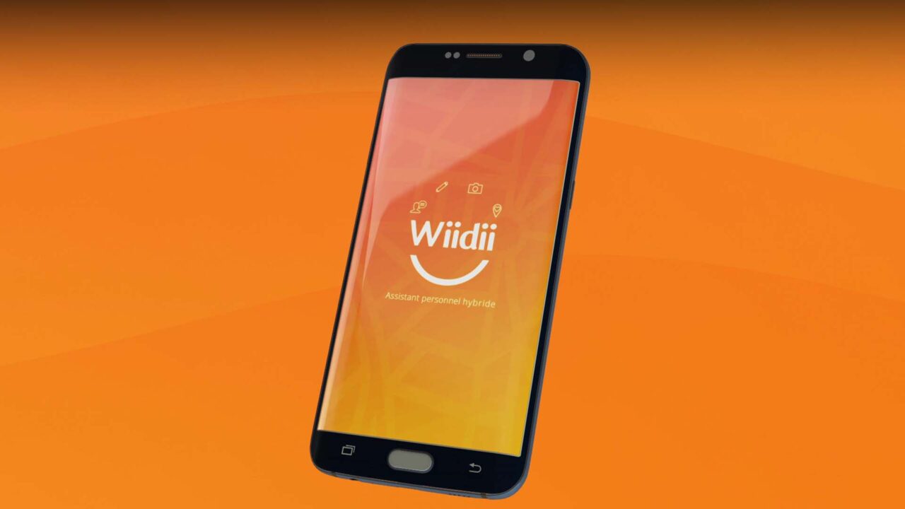 Smartphone avec l'app Wiidii, assistant personnel hybride IA et conciergerie, vidéo institutionnelle