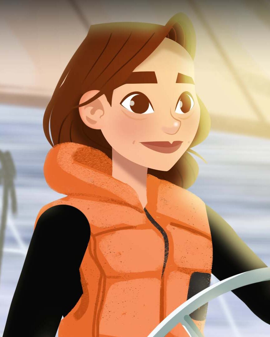 Personnage animé tenant un gouvernail de voilier, film de marque pour APICIL, groupe de protection sociale