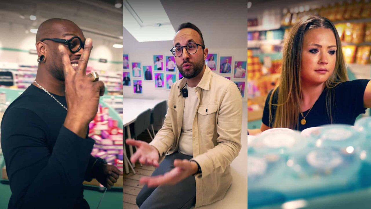 Trois collaborateurs Normal France en magasin filmés pour un film marque employeur de cette enseigne discount